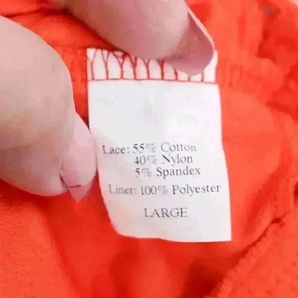 Women's Size L Peck & Peck Weekend Orange floral eyelet 3/4 sleeve top Vintage - Picture 10 of 11